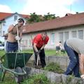 Prostovoljci so pomagali zapornikom urejati zelenice na Povšetovi ulici.