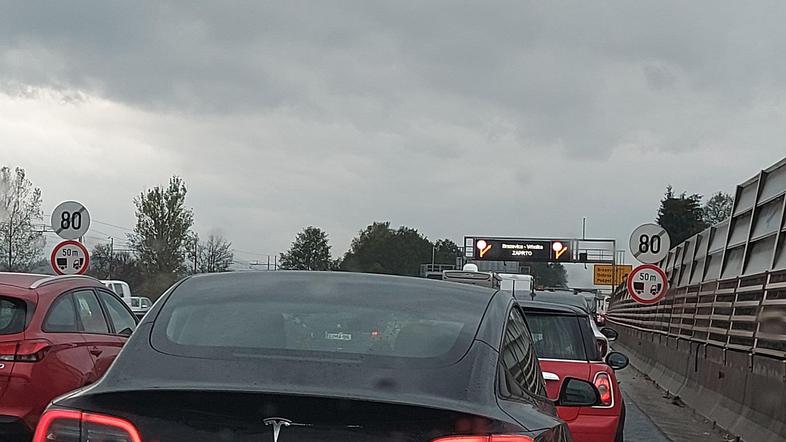 Zaprta avtocesta, zastoj na avtocesti, Brezovica