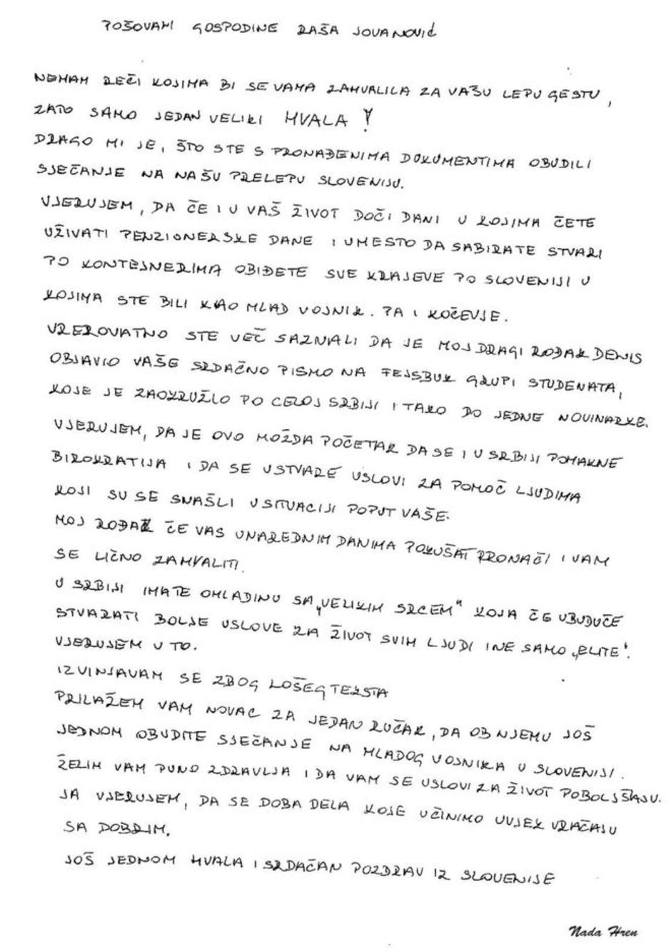 Pismo, Nada Hren | Avtor: Facebook