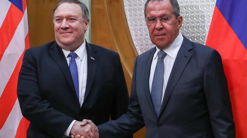 Zunanja ministra ZDA in Rusije Mike Pompeo in Sergej Lavrov