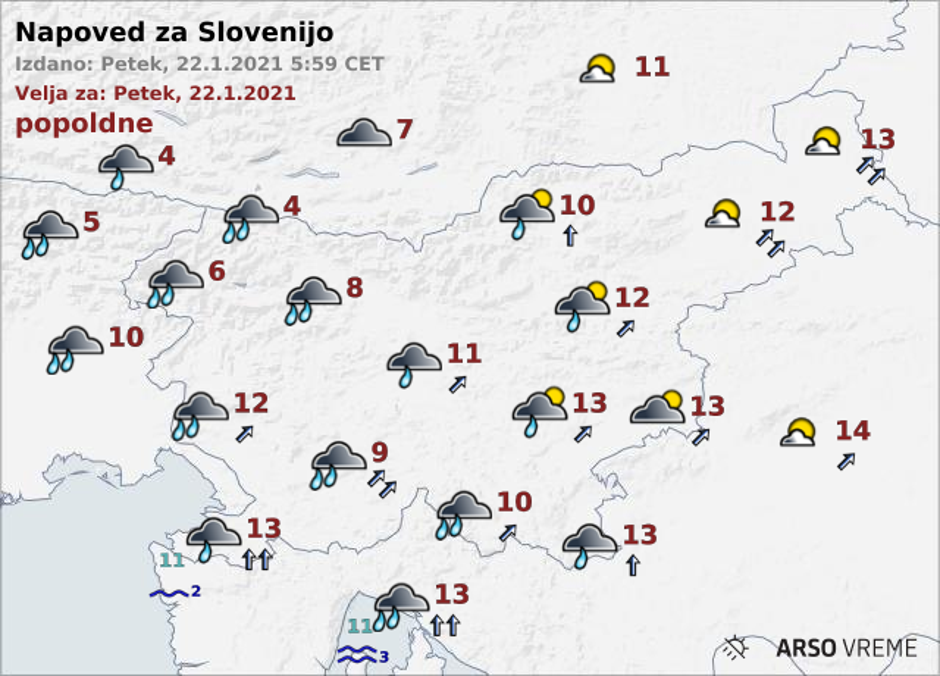 Vreme 22. 1. 2021 | Avtor: Arso/meteo.si