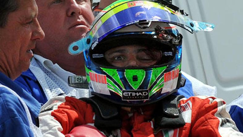 Nesrečnega Felipeja Masso je v čelado zadela vzmet iz dirkalnika Rubensa Barrich