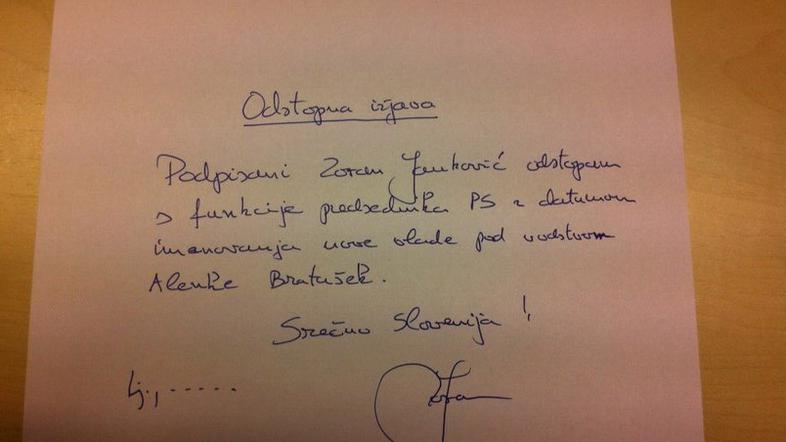 Jankovićeva odstopna izjava 