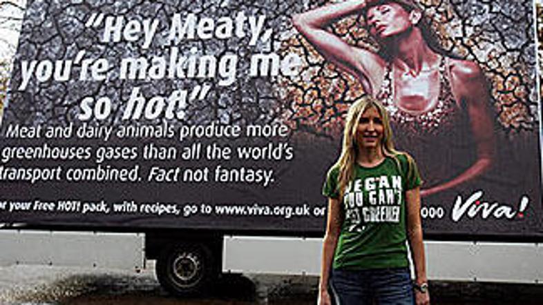 Heather predstavlja vegansko akcijo.