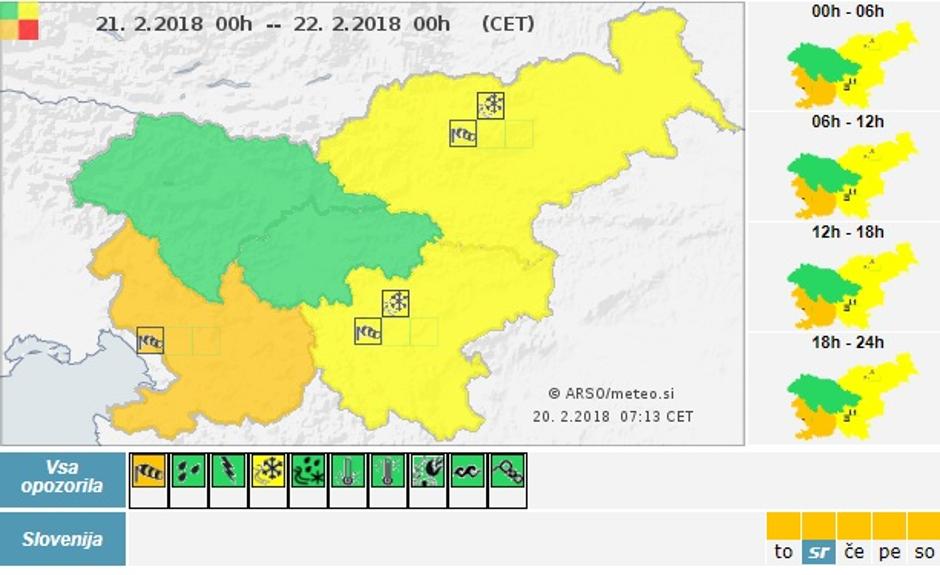 opozorilo arso | Avtor: prtscr Meteo.si