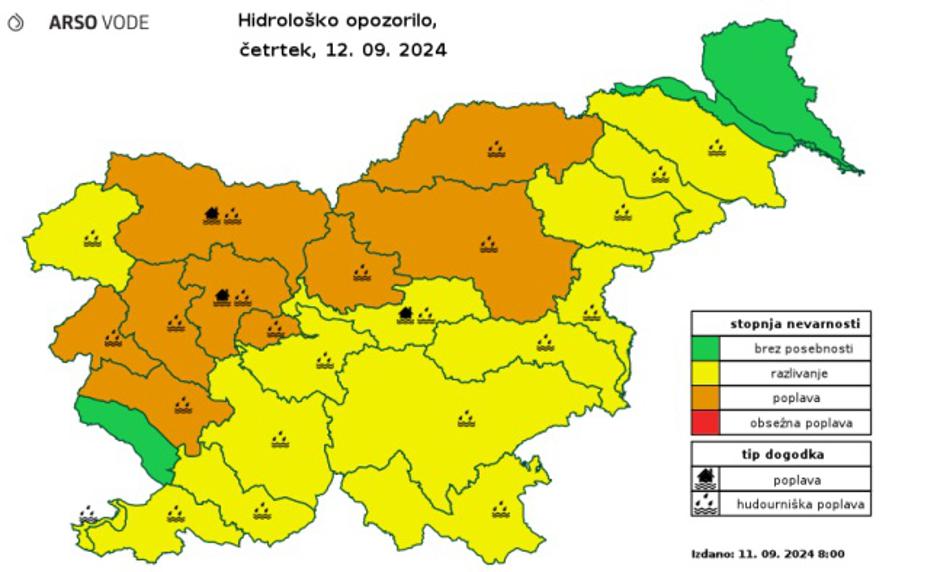 hidrološko opozorilo | Avtor: ARSO