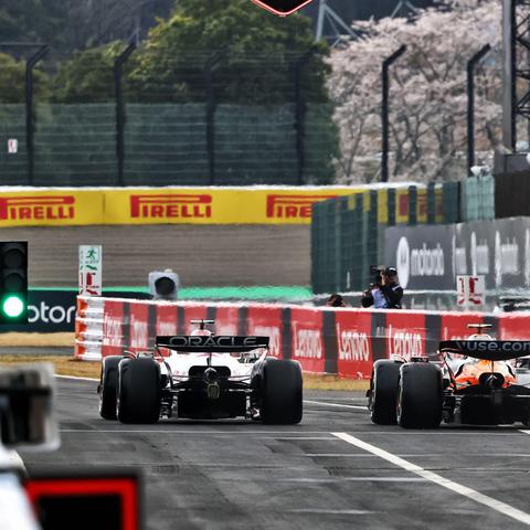 Max Verstappen in Lando Norris