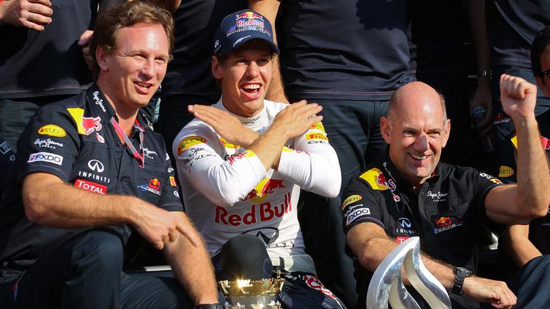 Christian Horner Sebastian Vettel Adrian Newey