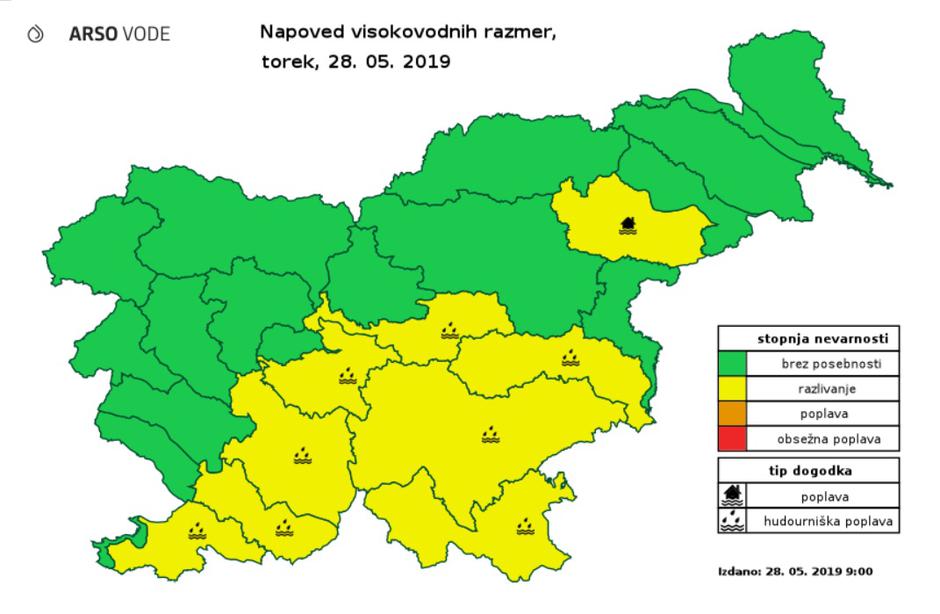 Napoved visokovodnih razmer | Avtor: Arso