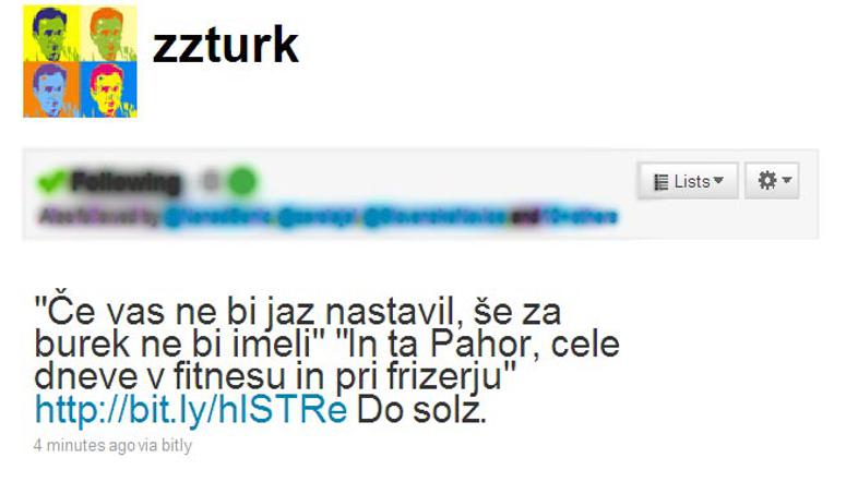 Zapis Žige Turka na Twitterju (Foto: Twitter)