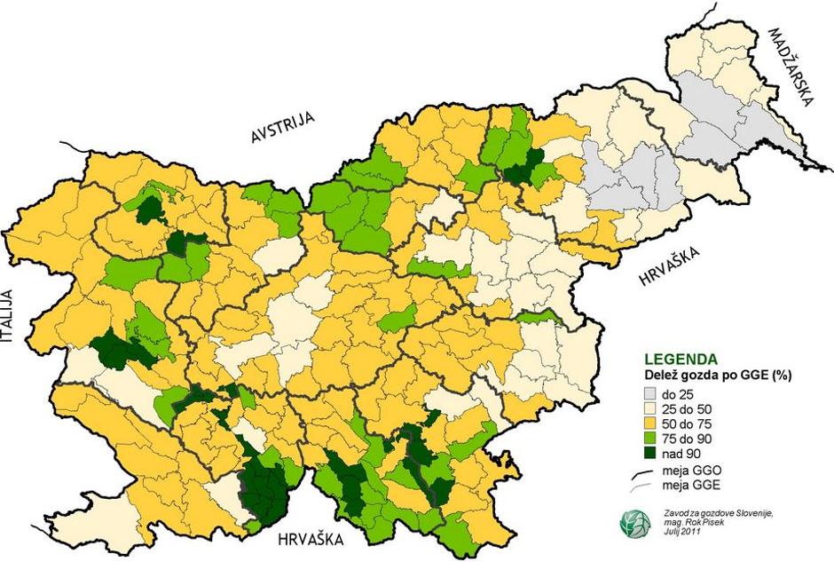 Gozdnatost Slovenije | Avtor: Zavod za gozdove RS