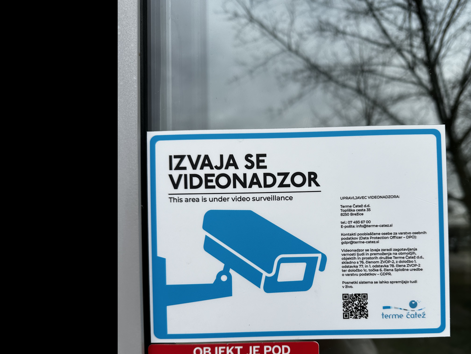 Obvestilo o videonadzoru v Termah Čatež