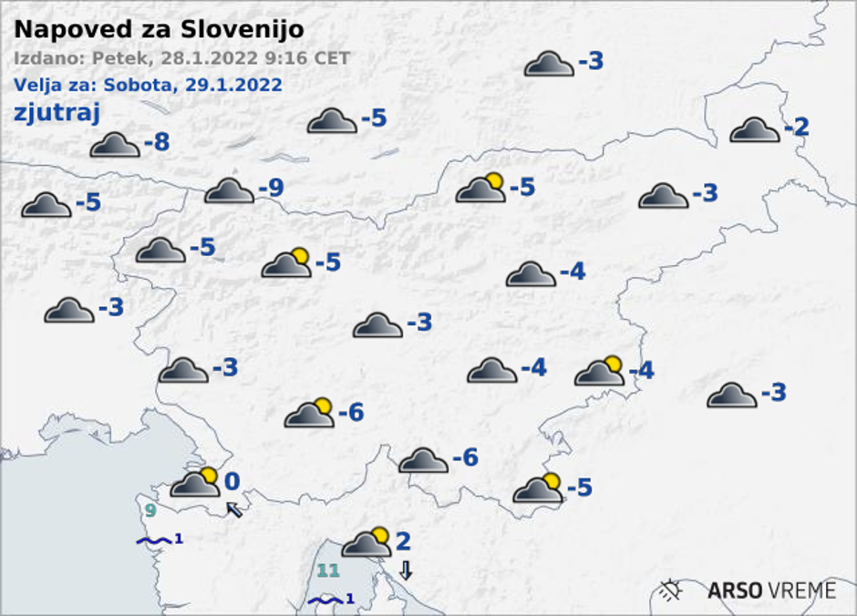 Vreme 29. 1. | Avtor: Arso/meteo.si