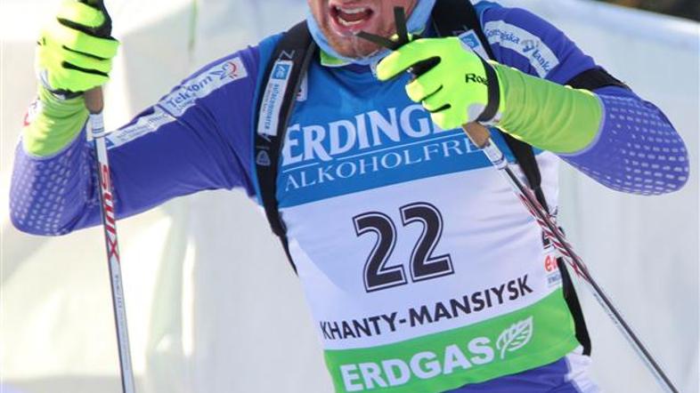 Bauer je zgrešil dve tarči, a za 15. mesto dobro tekel. (Foto: Slovenia Biathlon