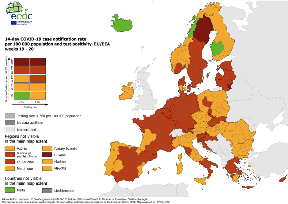 podatki ECDC epidemiološke razmere po Evropi | Avtor: ECDC