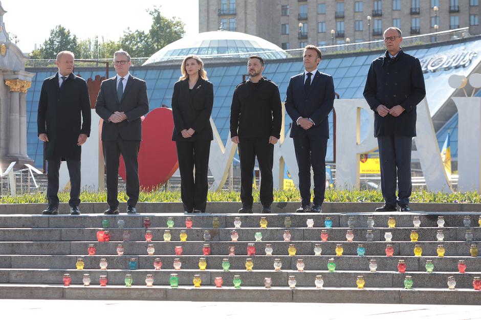 Donald Tusk Keir Starmer Olena Zelenska Volodimir Zelenski Emmanuel Macron Friedrich Merz v Kijevu | Avtor: Profimedia