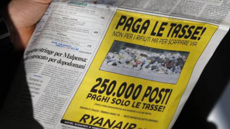 Ryanairu se zdi zabavno izkoriščati trenutno aktualne dogodke za oglaševanje las