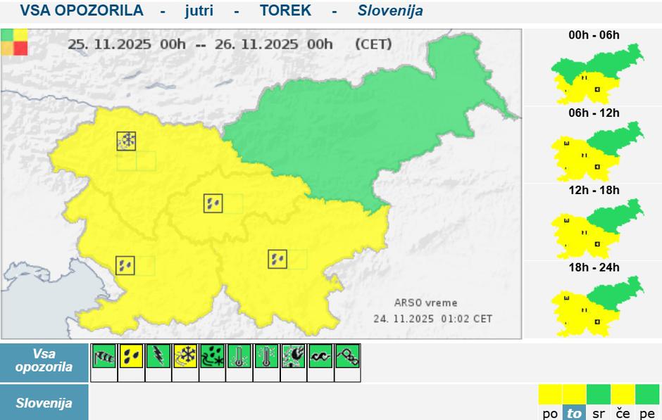 rumeno opozorilo torek | Avtor: Arso