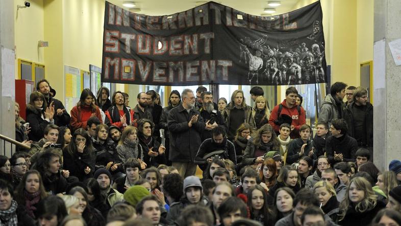 Protest študentov.