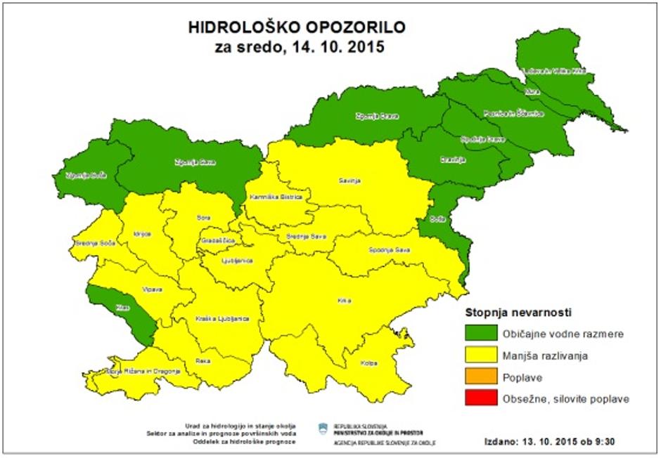 Hidrološko opozorilo | Avtor: Arso