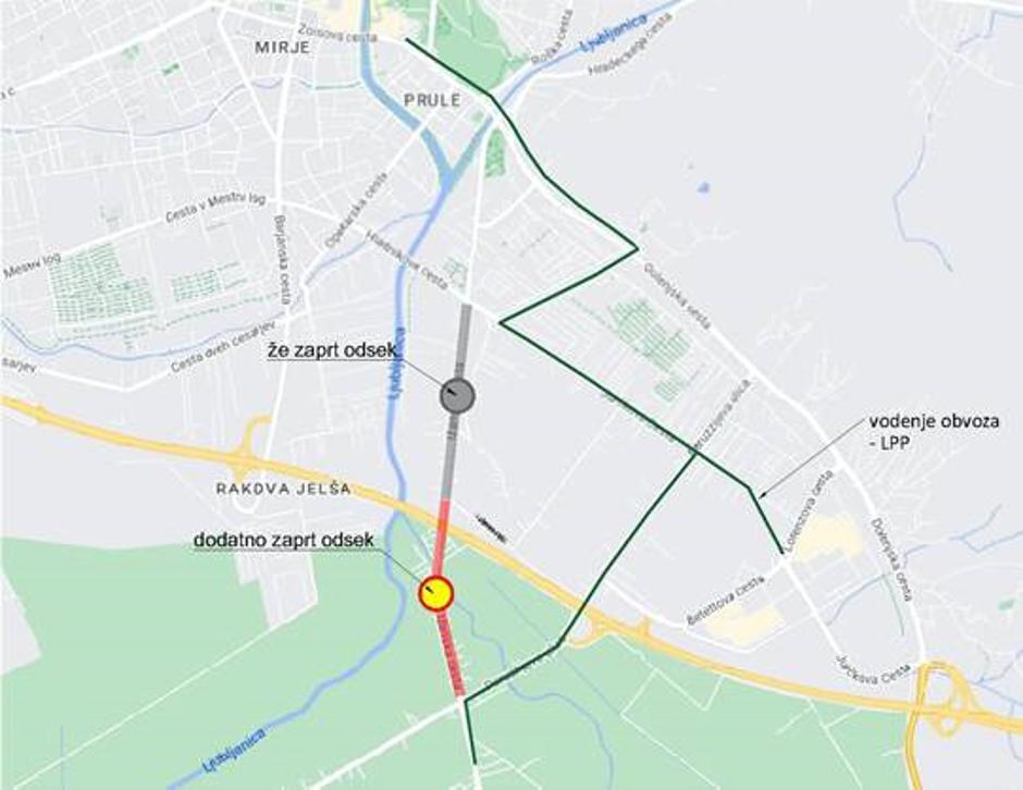 zapora Ižanske ceste v Ljubljani | Avtor: Mestna občina Ljubljana