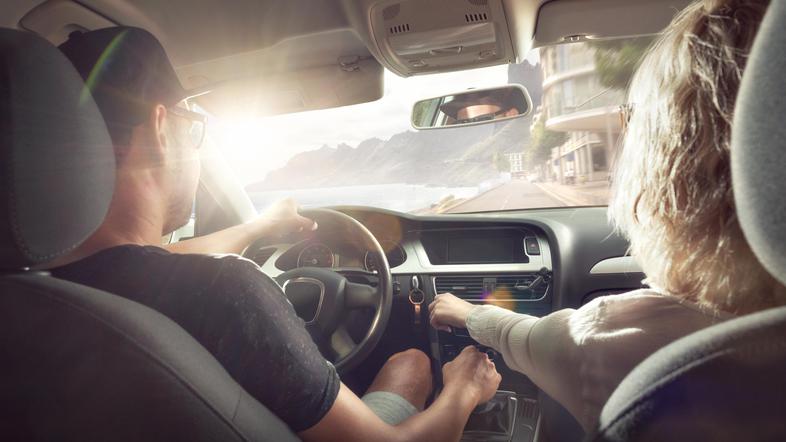 Vožnja, avto, sonce, svetloba