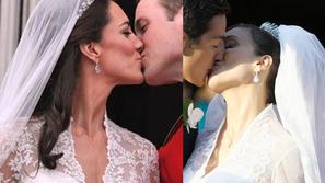 Nevesti nosita skoraj identični obleki. (Foto: Žurnal24/EPA)