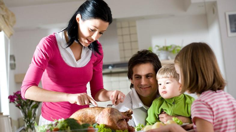 družina, obrok, hrana, oče, mati, otroci