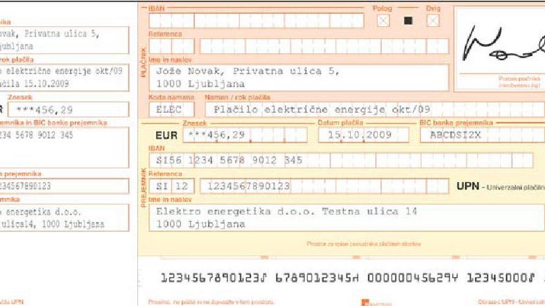 Univerzalni plačilni nalog (Foto: ZBS)