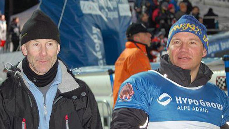 Nekoč sotekmovalca, danes pa prijatelja, Ingemar Stenmark in Marc Girardelli.