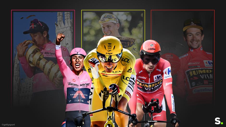 Primož Roglič, Tadej Pogačar, Egan Bernal | Avtor: Reševalni pas/Twitter