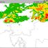 Radarska slika padavin 11 julija ob 18.00