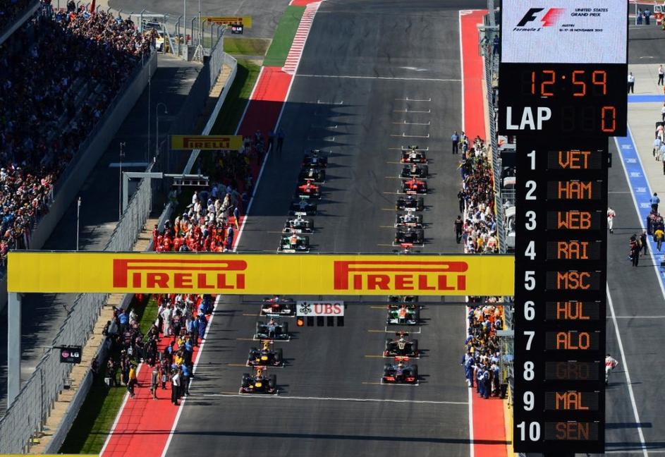 VN ZDA Austin formula 1 dirka Vettel Hamilton Webber Raikkonnen Schumacher