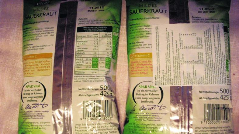 Razlika med avstrijskim in slovenskim zeljem je le deklaracija na zadnji strani 