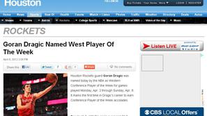 Dragić Houston Rockets CBS Houston novica screenshot igralec tedna