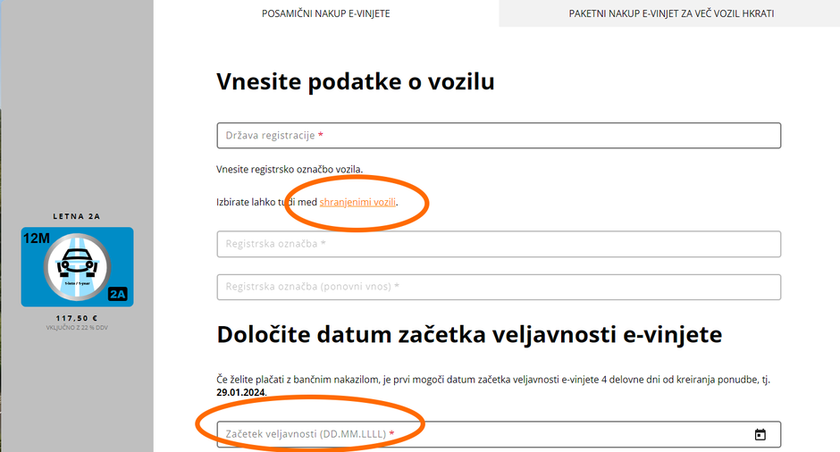 Nakup evinjete na spletni strani Darsa | Avtor: slika zaslona