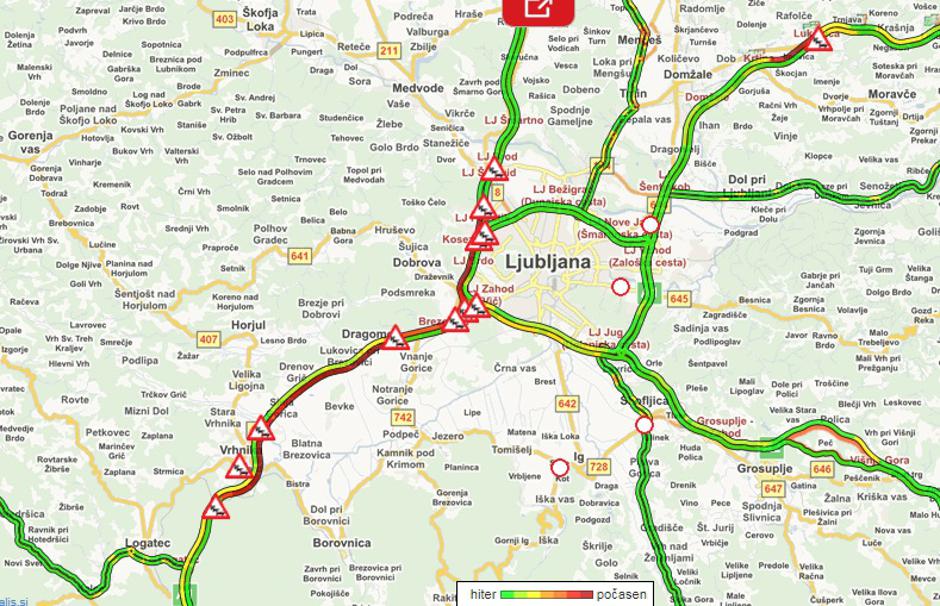 gneča na primorki | Avtor: PrtScr Promet.si