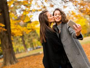 telefon, jesen, selfie