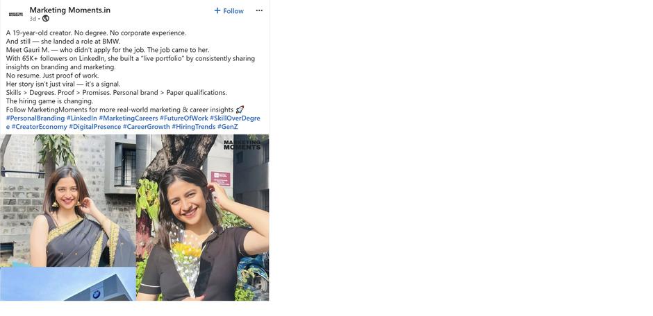 Gauri M LinkedIn | Avtor: Zajem zaslona