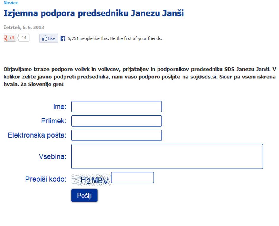 Podpora preko obrazca SDS | Avtor: Žurnal24 main