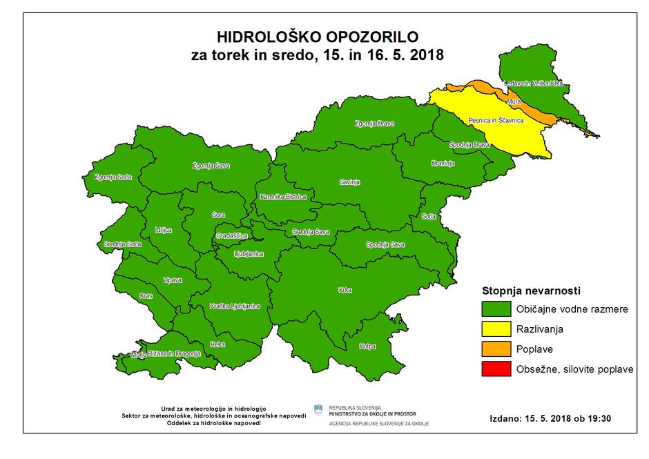 hidrološko opozorilo | Avtor: Arso