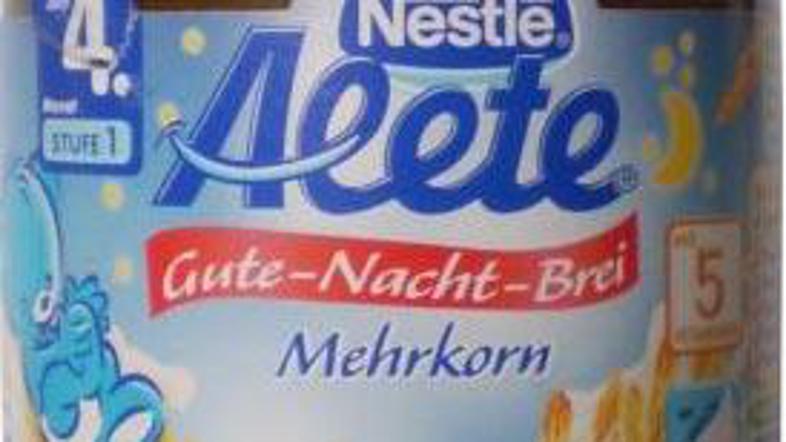 Kašica Nestle Alete gute-nacht-brei vsebuje gluten, čeprav na etikaeti piše, da 