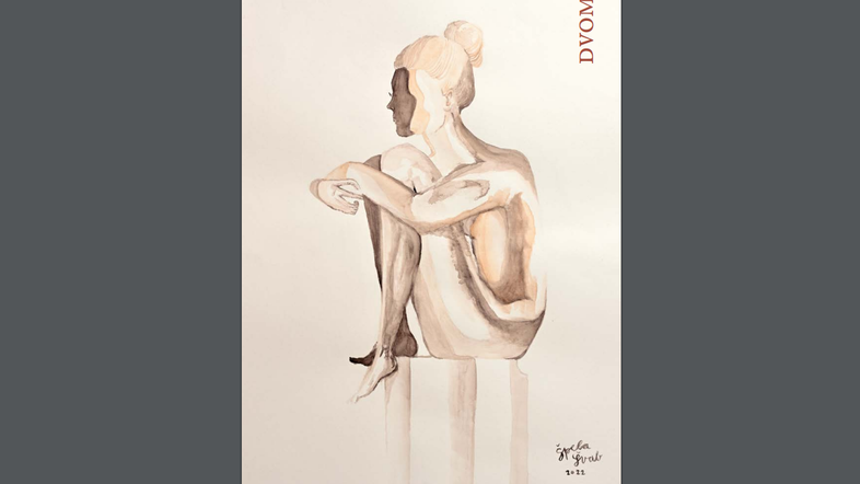 Upodobitev dvoma avtorice Špele Švab: del razstave Gimnazije Kranj.