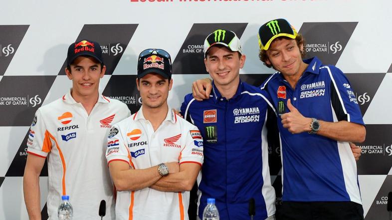 Rossi Lorenzo Marquez Pedrosa VN Katarja Doha motoGP motociklizem