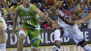 Goran Dragić Derrick Rose prijateljska tekma Slovenija ZDA Las Palmas