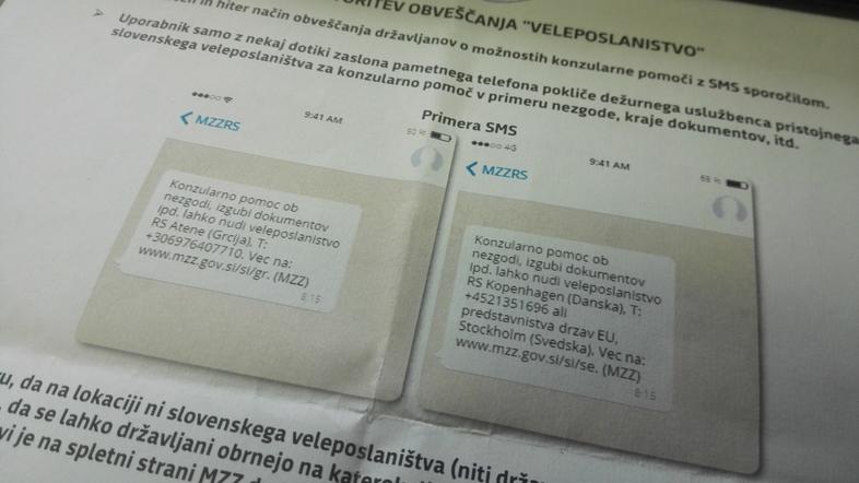 SMS storitev obveščanja "veleposlanistvo"