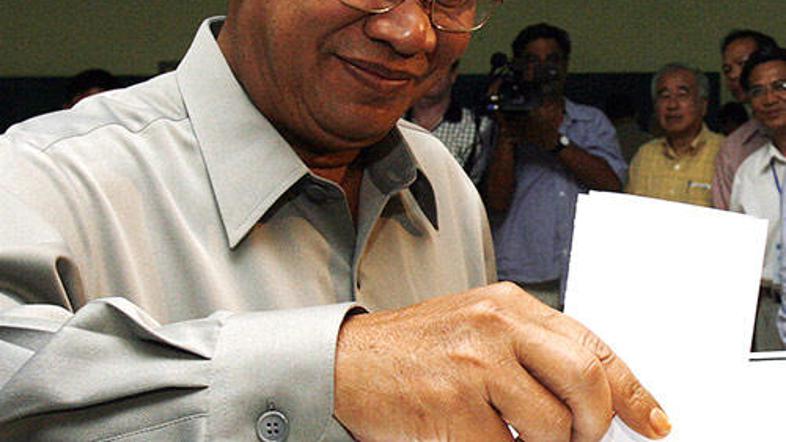 Kamboški premier Hun Sen na volitvah.