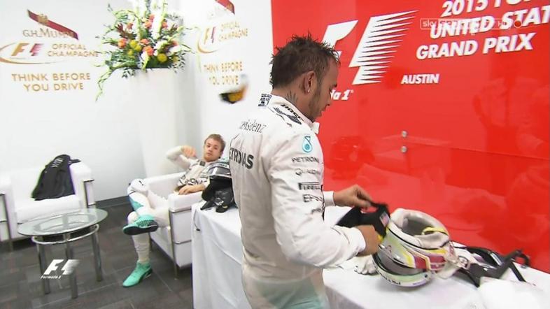 Nico Rosberg in Lewis Hamilton po dirki v Austinu