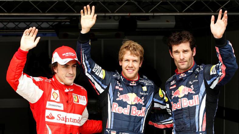 Sebastian Vettel Fernando Alonso Mark Webber Red Bull Ferrari kvalifikacije