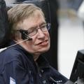 British cosmologist Stephen Hawking smiles as he answers questions about his up 